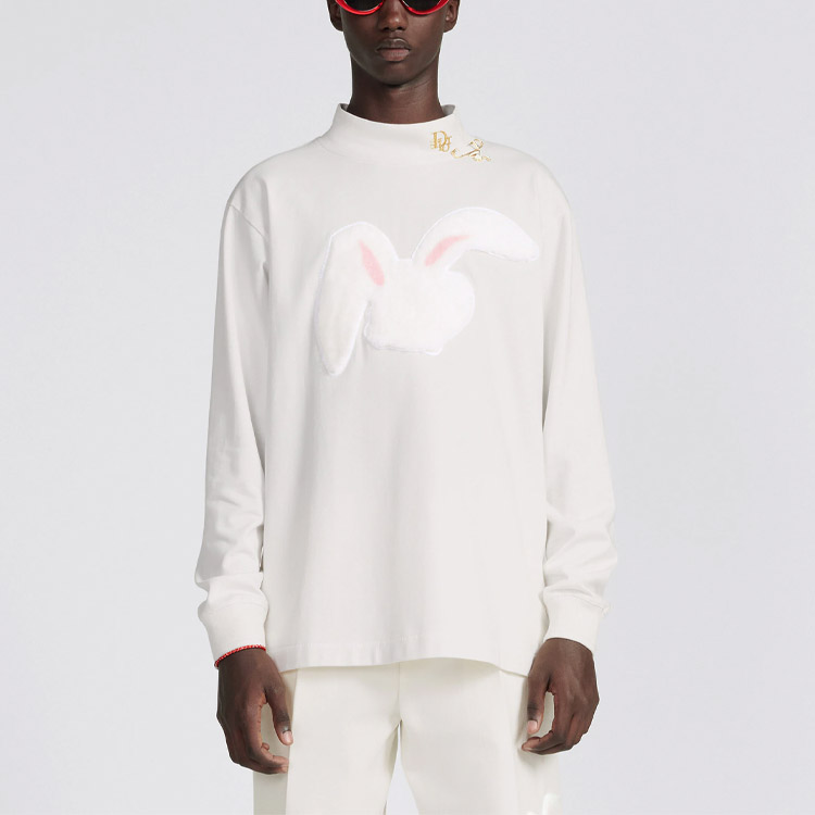 Purchase DIOR SS23 白色农历新年兔子刺绣长袖T恤。 313J645A0554-C081