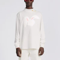 Purchase DIOR SS23 White Lunar New Year Rabbit Embroidered Long Sleeve Tee. 313J645A0554-C081