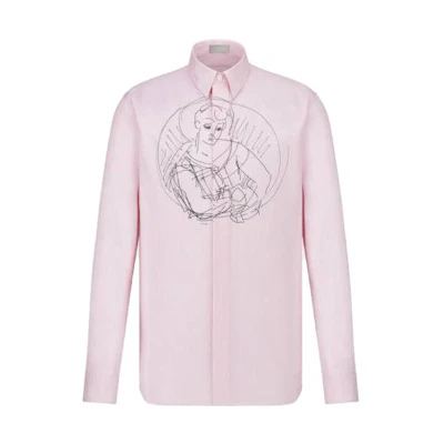 DIOR SS23 White Pink Striped Shirt with Logo Print Patterned Design. 383C563A5798-C084