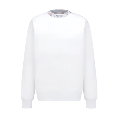 DIOR SS23 White Pullover Sweatshirt with Letter Print Collar. 383J694A0807-C080