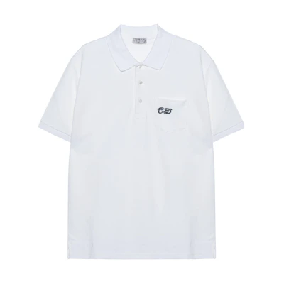 DIOR SS23 White Straight-Cut Short Sleeve Polo Shirt with Letter Print 193J833A0455-C089