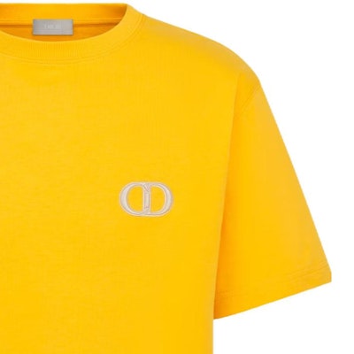 DIOR SS23 Yellow Logo Embroidered Casual Crewneck T-Shirt 943J605A0554-C281 Sizing DIOR SS23 Yellow Logo Embroidered Casual Crewneck T-Shirt 943J605A0554-C281