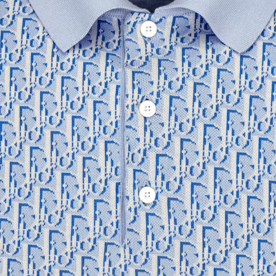 DIOR SS23 All-Over Logo Button Short Sleeve Polo Shirt Blue 293M832AT396-C580 Sizing DIOR SS23 All-Over Logo Button Short Sleeve Polo Shirt Blue 293M832AT396-C580