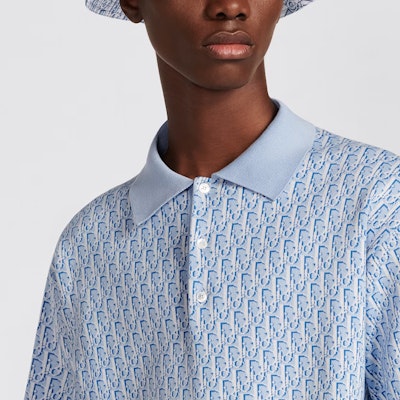 DIOR SS23 All-Over Logo Button Short Sleeve Polo Shirt Blue 293M832AT396-C580 Cheap DIOR SS23 All-Over Logo Button Short Sleeve Polo Shirt Blue 293M832AT396-C580