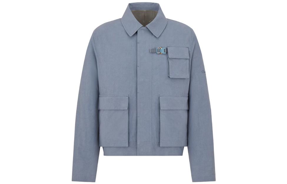 DIOR SS23 Blue Square-Neck Logo Print Jacket 313C401A5673-585