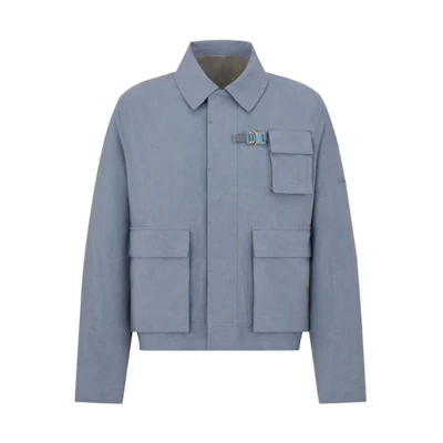 DIOR SS23 Blue Square-Neck Logo Print Jacket 313C401A5673-585