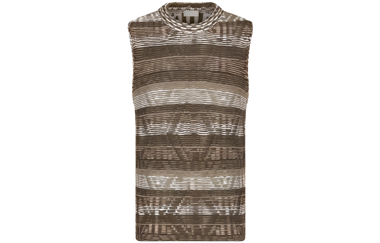 DIOR SS23 Brown Striped Straight-Cut Sleeveless Crewneck T-Shirt 383M636AT544-C680