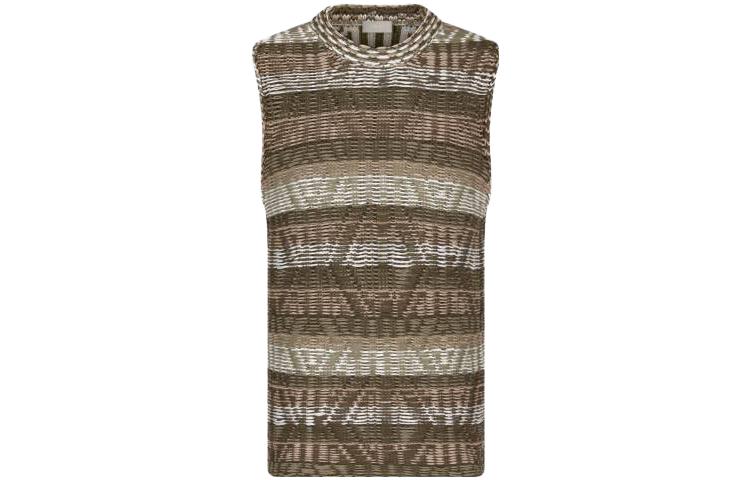 DIOR SS23 Brown Striped Straight-Cut Sleeveless Crewneck T-Shirt 383M636AT544-C680 圖 2