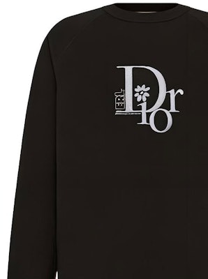 ディオール SS23 By Erl ブラック 刺繍ロゴ 長袖Tシャツ. 313J643A0753-C980 2