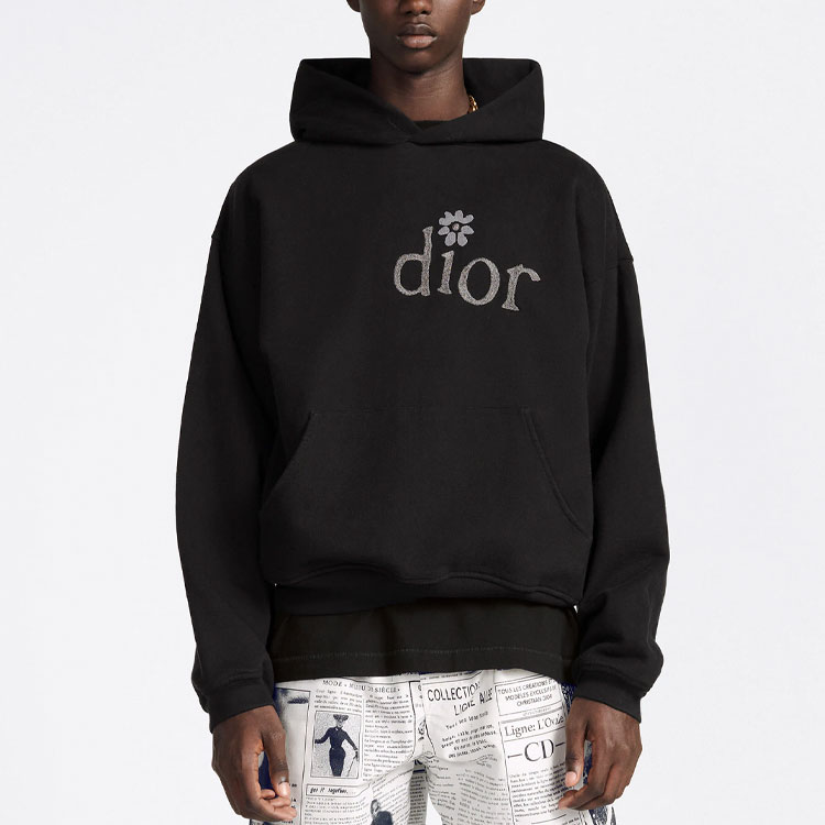 Details for ディオール SS23 By Erl ブラックレタープリント フリースフーディー 313J653A0807-C988