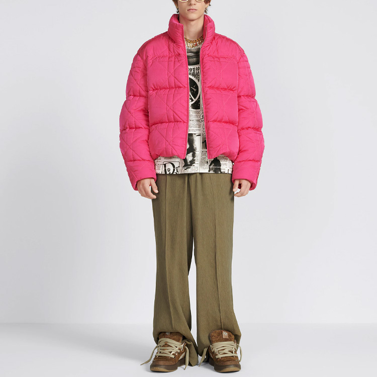 Shop DIOR SS23 By Erl Jaket Puff Pink Kolar Tegak Zip. 313C418A5704-C383