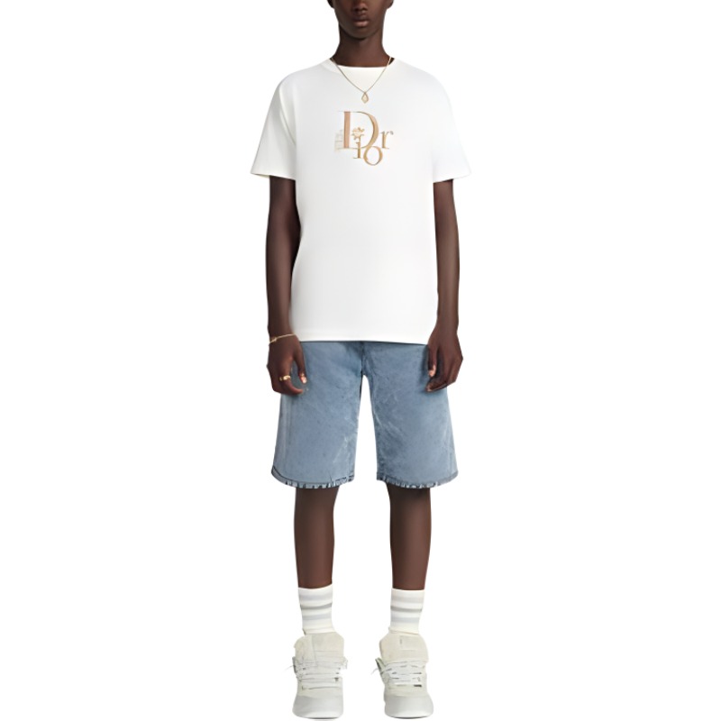 DIOR SS23 By Erl Logo Print White Cotton Knit T-Shirt 313J647A0817-C081 圖 4