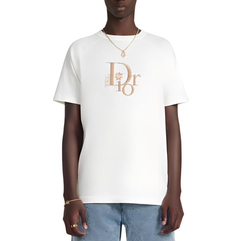 DIOR SS23 By Erl Logo Print White Cotton Knit T-Shirt 313J647A0817-C081 圖 5