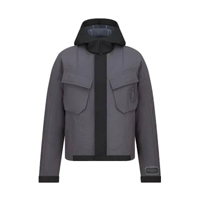 DIOR SS23 Color-Block Zip-Up Hooded Jacket in Gray 383C407A5771-C888