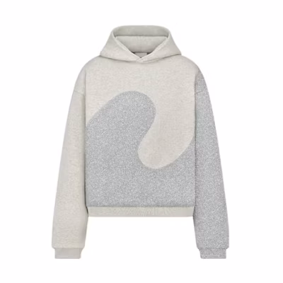 DIOR SS23 Colorblock Gray Oversized Hoodie Long-Sleeve Pullover. 313J646A0815-C880