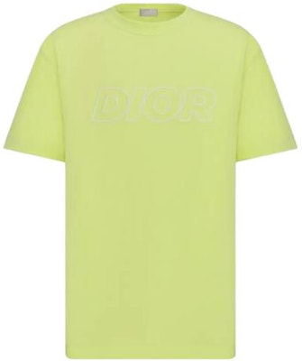 DIOR SS23 Embroidered Logo Yellow Crewneck Casual T-Shirt for Men. 393J696E0847-C680 Order DIOR SS23 Embroidered Logo Yellow Crewneck Casual T-Shirt for Men. 393J696E0847-C680