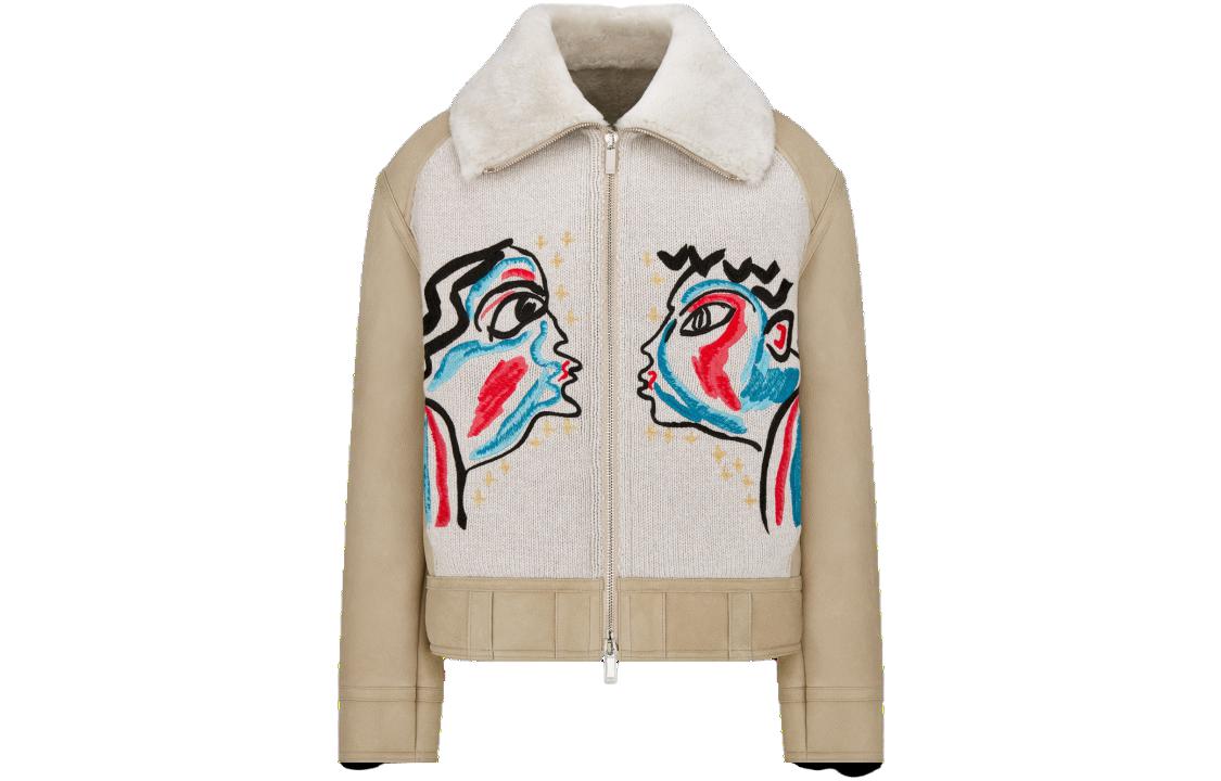 Order DIOR SS23 Embroidered Pattern Stand Collar Bomber Jacket Beige Men’s Edition 383L420A0681-C881
