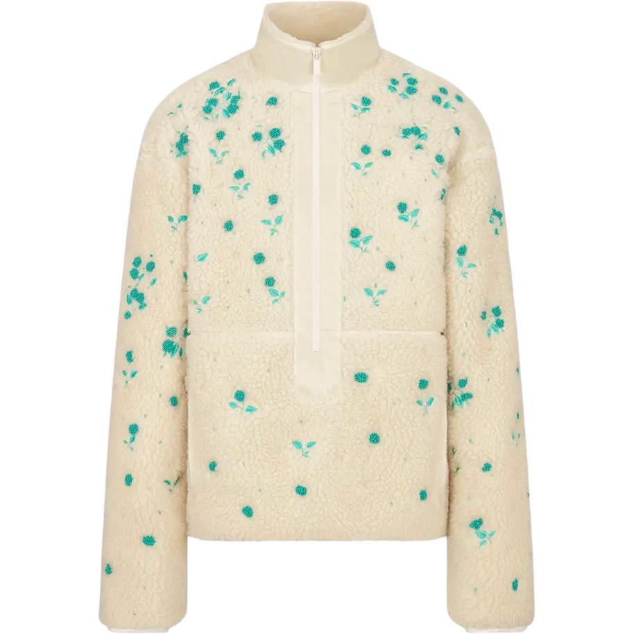 DIOR SS23 Floral Half-Zip Stand Collar Jacket Beige 383J636C0833-C086