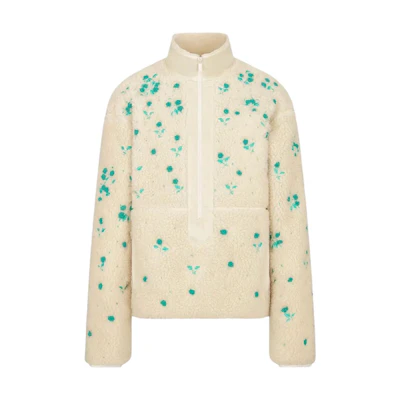 DIOR SS23 Floral Half-Zip Stand Collar Jacket Beige 383J636C0833-C086