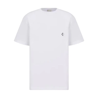 DIOR SS23 Geometric Pattern Crewneck Casual Short Sleeve T-Shirt White () 393J696H0677-C088