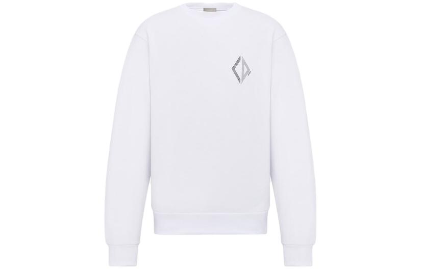 DIOR SS23 Geometric Printed Crewneck Long-Sleeve Sweatshirt White Menswear 313J694A0531-C088