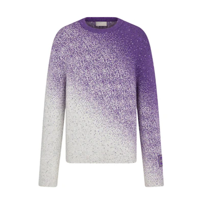 DIOR SS23 Gradient Jacquard Crewneck Sweater Purple White Sweater. 313M641AT515-C084