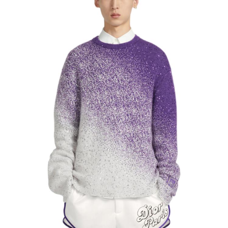 DIOR SS23 Gradient Jacquard Crewneck Sweater Purple White  Sweater. 313M641AT515-C084 圖 4