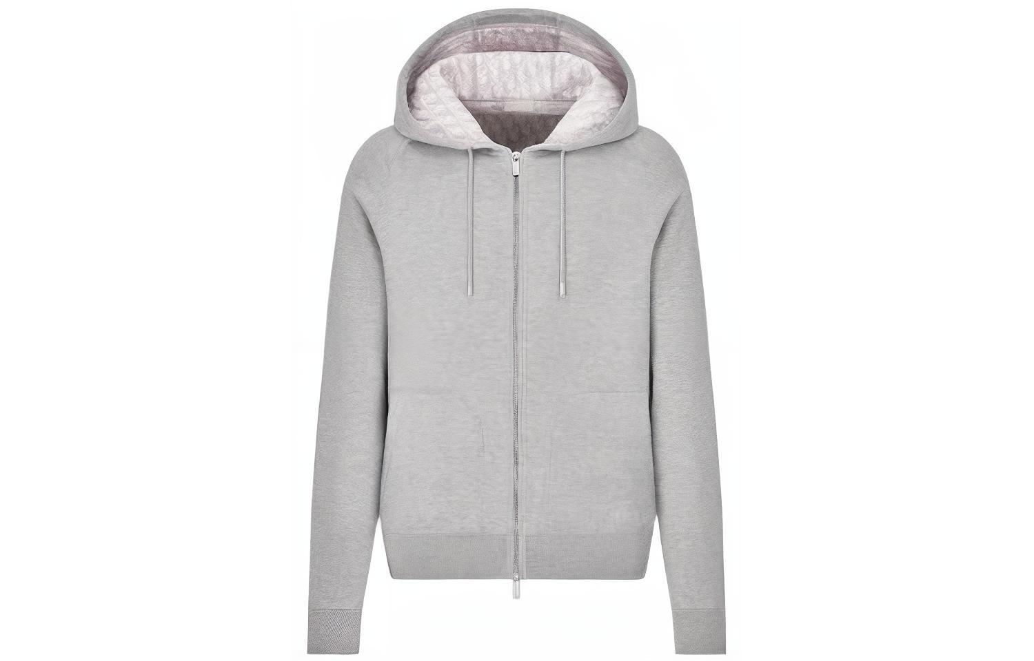 Dior SS23 Gray Hooded Pullover with Monogram Lining 113M221AT225-C880