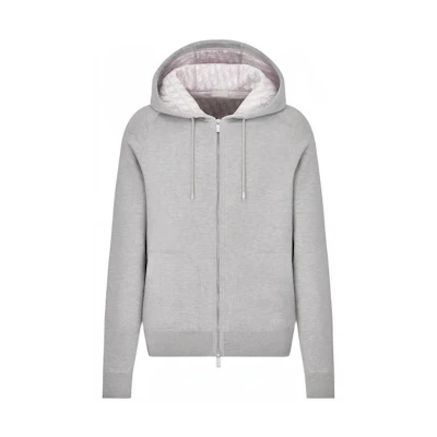 Dior SS23 Gray Hooded Pullover with Monogram Lining 113M221AT225-C880