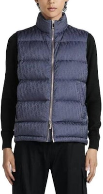 디올 SS23 남성용 로고 엠보싱 지퍼 다운 베스트 그레이 블루. 033C410A4462-C849 Details for 디올 SS23 남성용 로고 엠보싱 지퍼 다운 베스트 그레이 블루. 033C410A4462-C849