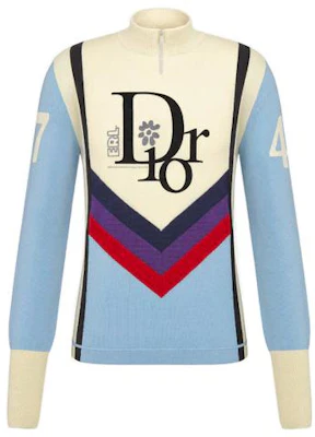 DIOR SS23 Logo 提花對比拉鍊高領毛衣 藍白 男款 313M630AT506-C580 Order DIOR SS23 Logo 提花對比拉鍊高領毛衣 藍白 男款 313M630AT506-C580
