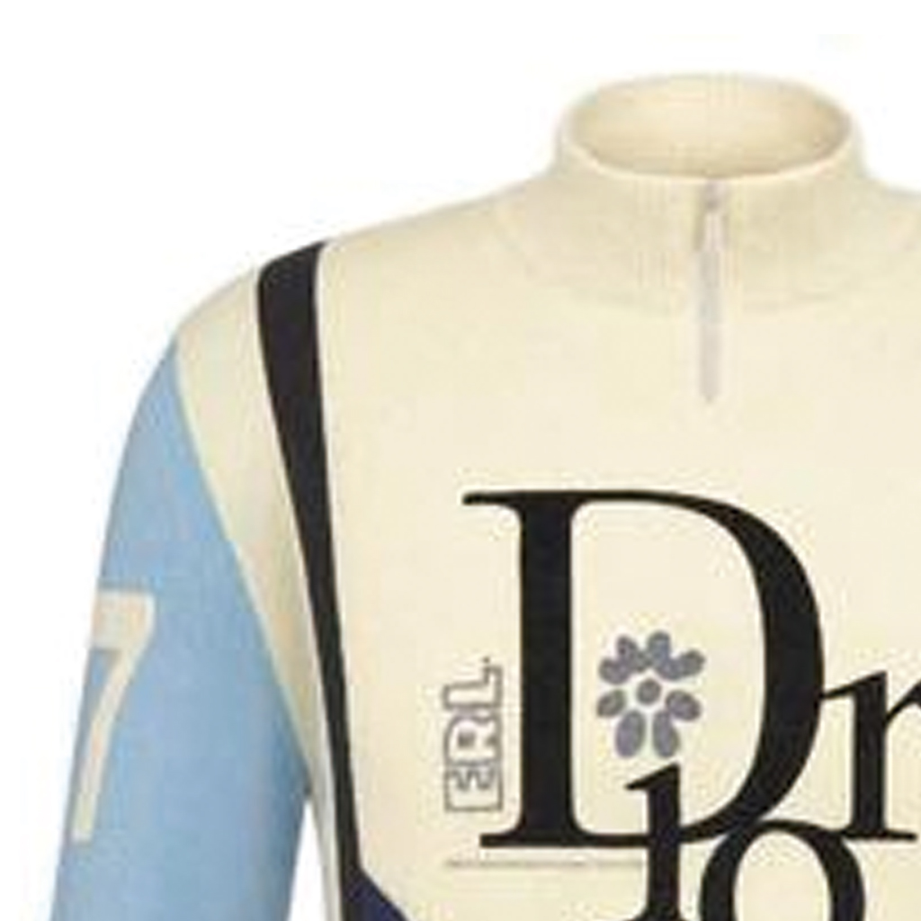 Purchase DIOR SS23 Logo 提花對比拉鍊高領毛衣 藍白 男款 313M630AT506-C580