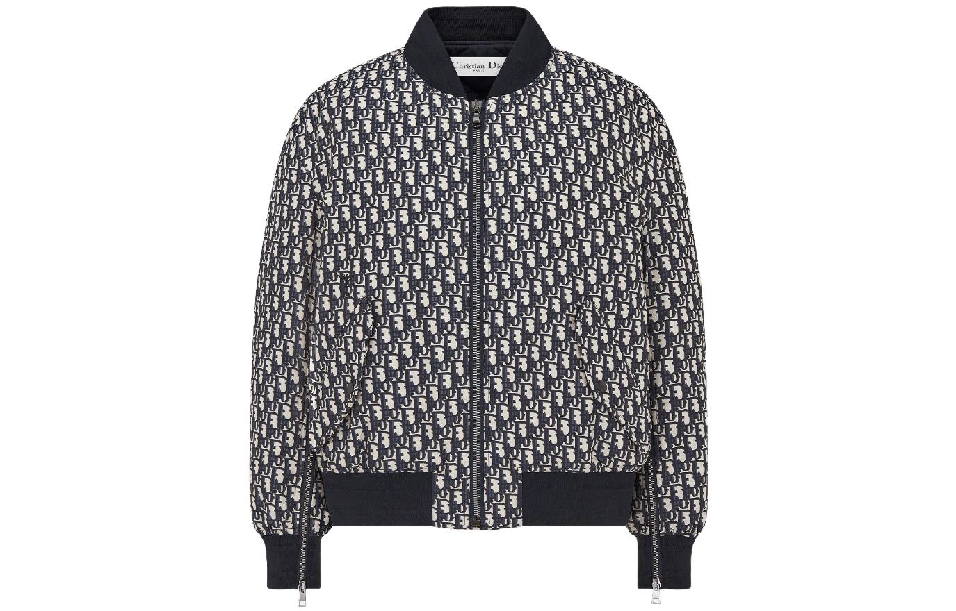 DIOR SS23 Logo Print Zipper Jacket Long Sleeve Blue 317C67A2970-5803