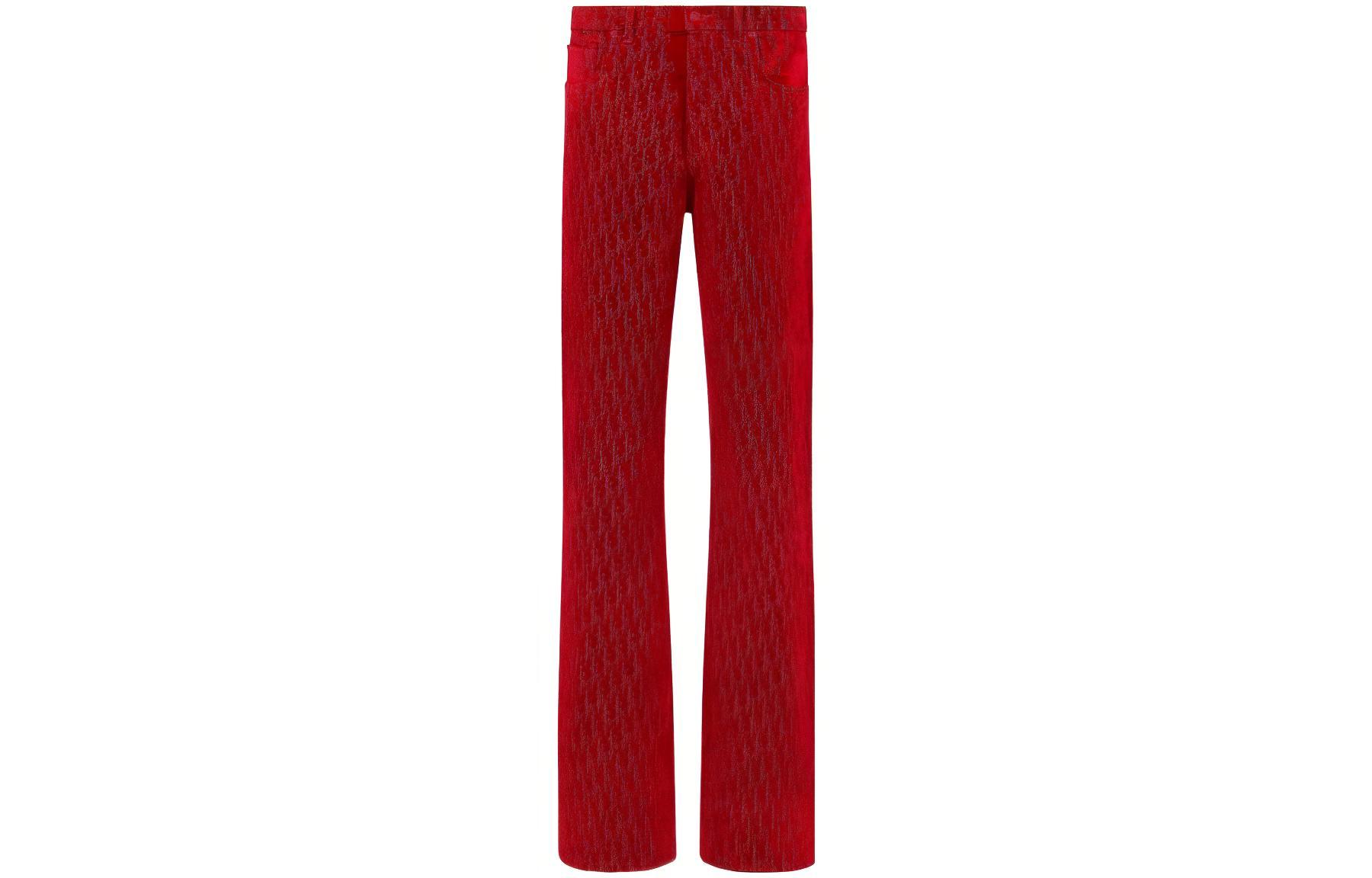 DIOR SS23 Lunar New Year Red High-Waist Embroidered Straight-Leg Jeans Men. 313D006B314X-C380