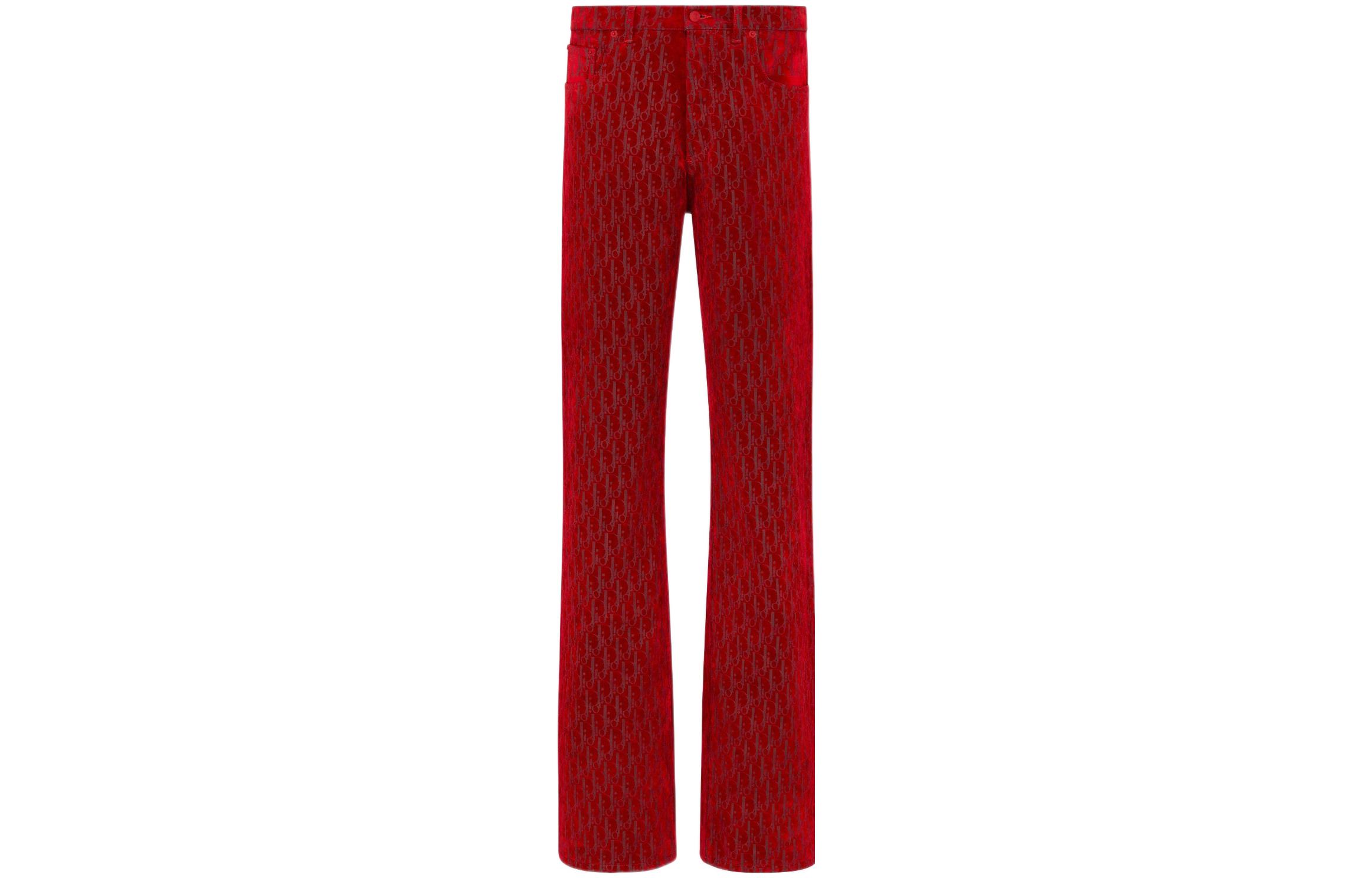 Order DIOR 2023春节男士红色高腰刺绣直筒牛仔裤。 313D006B314X-C380