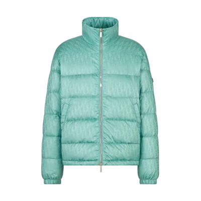 Dior SS23 Monogram Puffer Jacket Green Full-Zip Long Sleeve 943C449A4462-C689