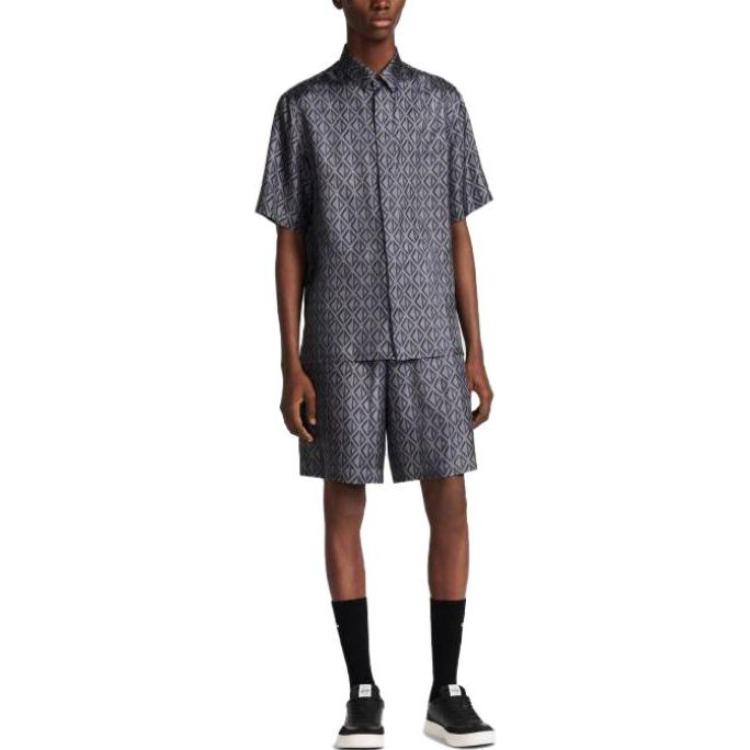 Lookbook DIOR SS23 經典印花直筒休閒短褲 深灰色 013C121B5797C885
