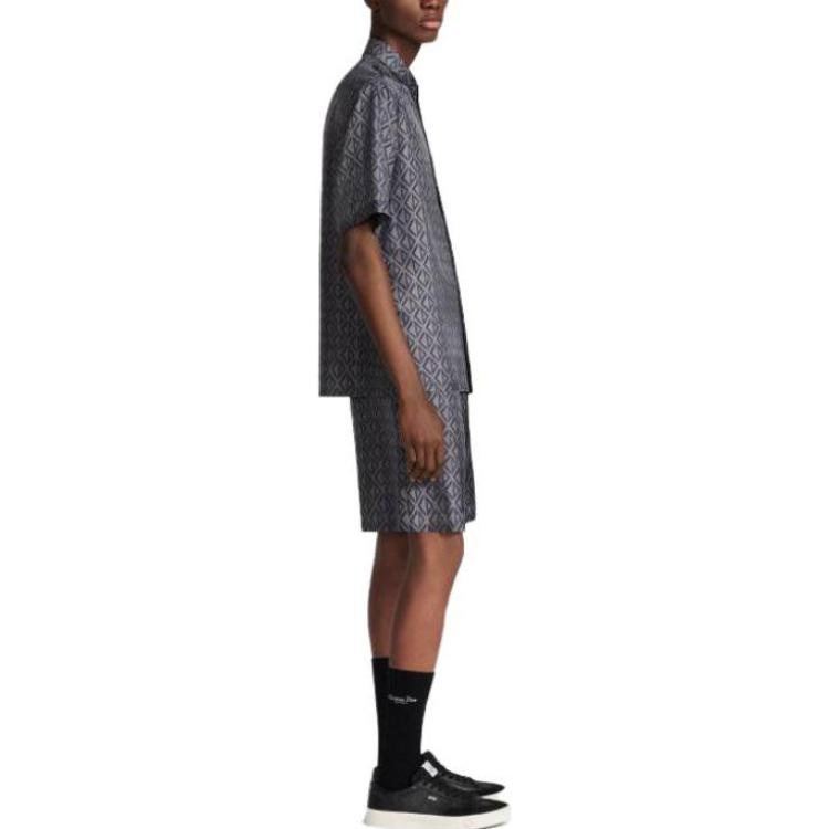 Shop DIOR SS23 經典印花直筒休閒短褲 深灰色 013C121B5797C885