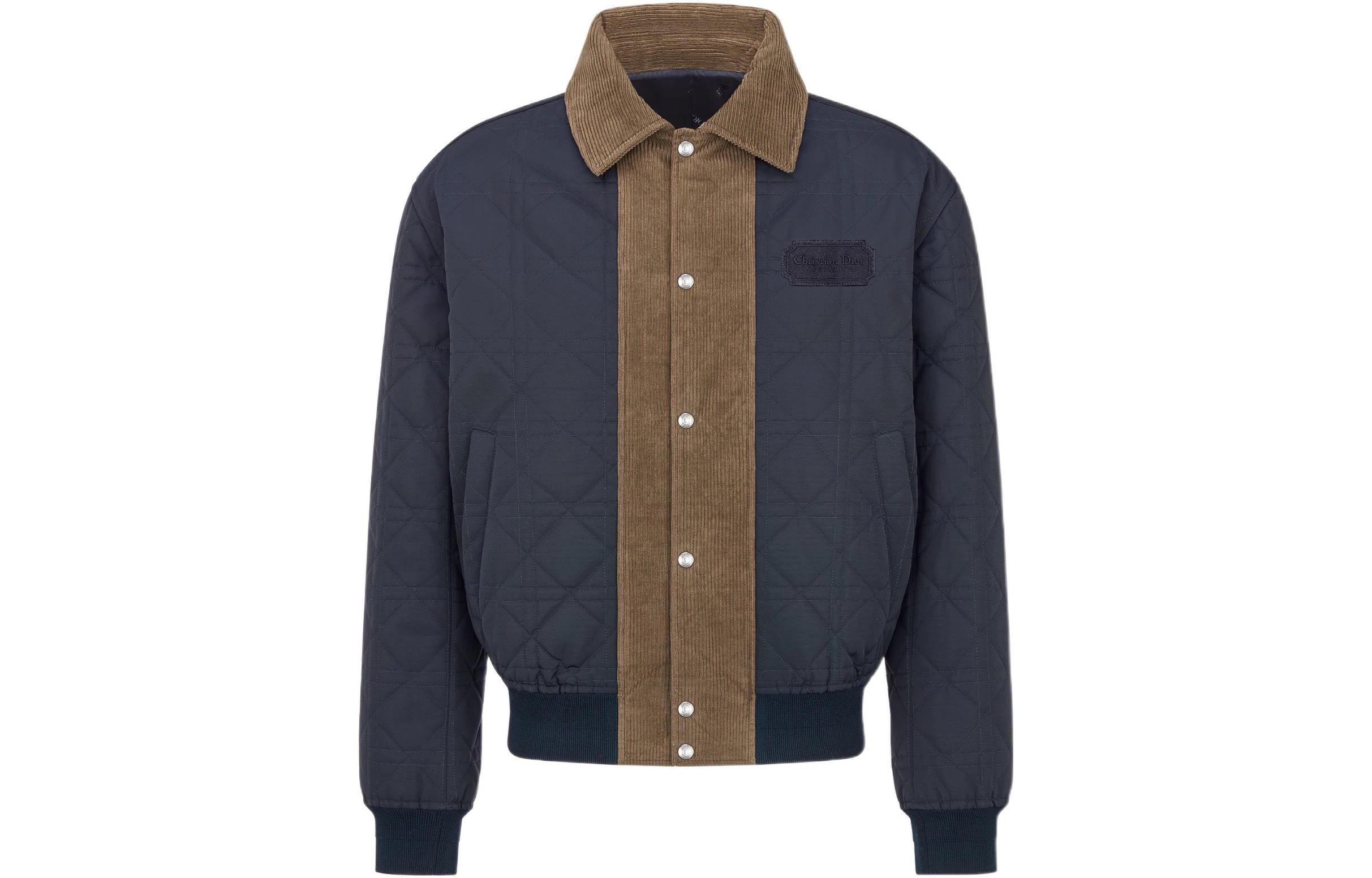 DIOR SS23 Navy Blue Jacket with Colorblock Logo Embroidery 313C407AA533-C587