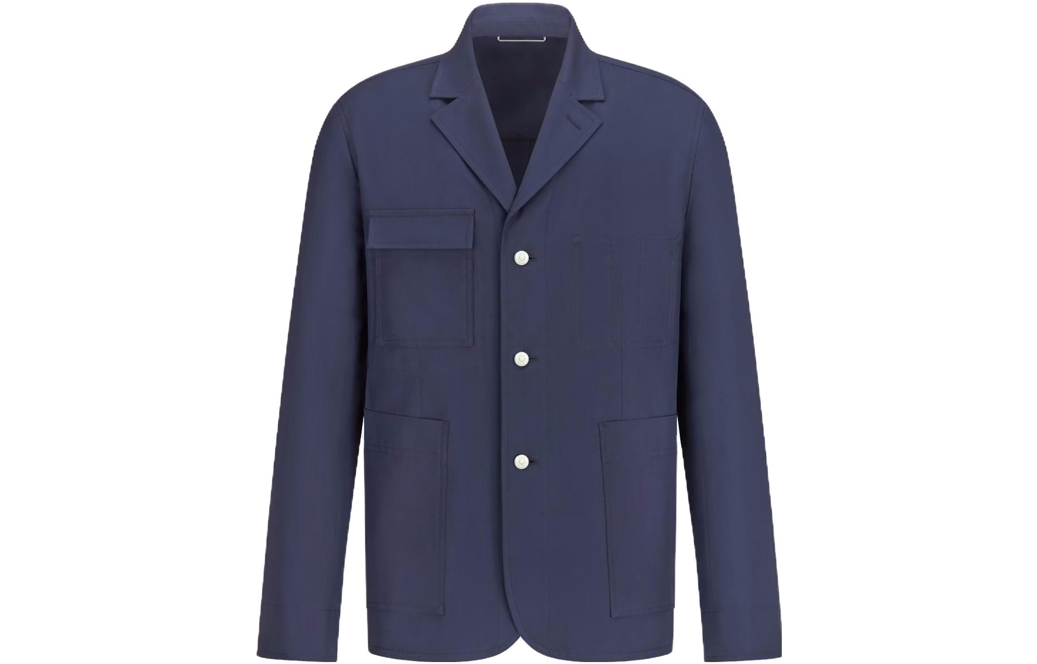 DIOR SS23 Navy Blue Single-Breasted Casual Jacket with Multiple Pockets 393C210B4451-C588