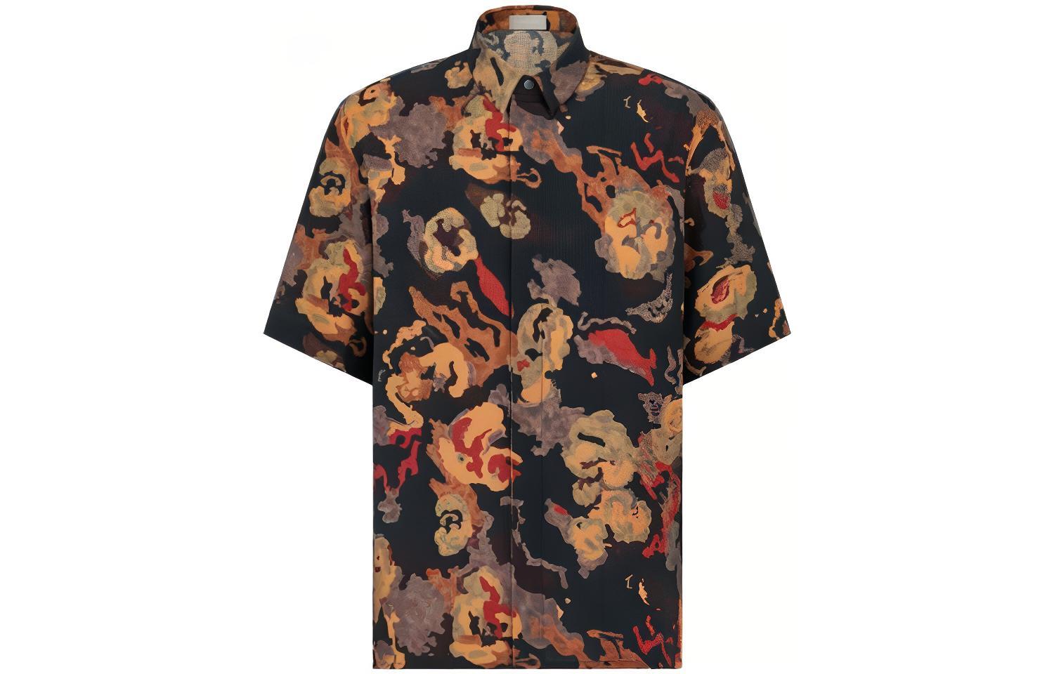 DIOR SS23 Pattern Print Short-Sleeve Shirt  Floral Design. 193C545A5792-C982