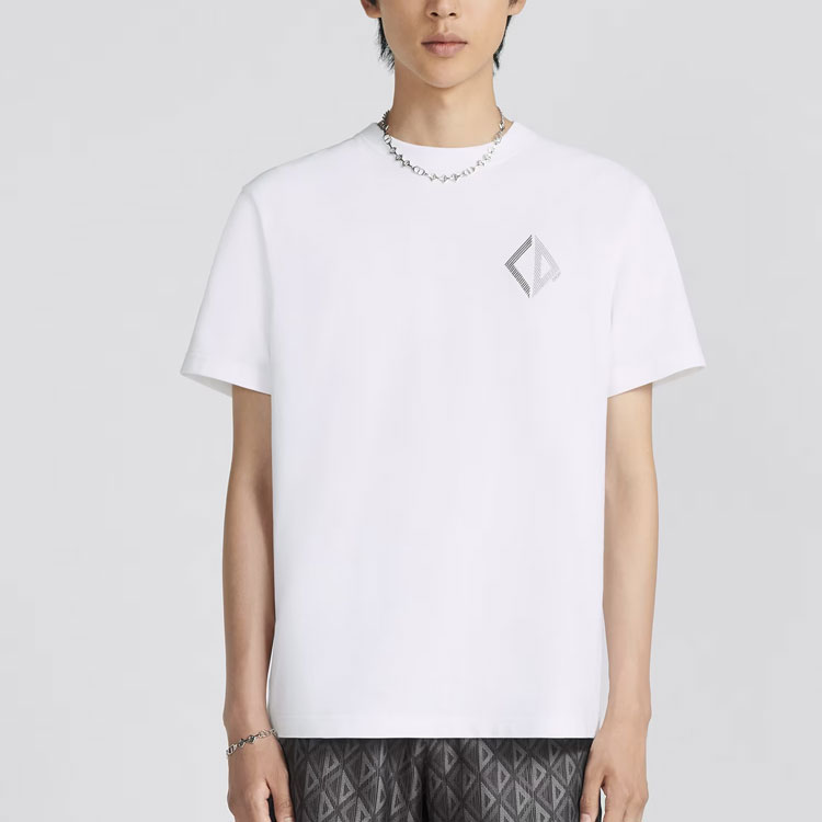 Shop Camiseta Blanca DIOR SS23 Estampada de Manga Corta y Cuello Redondo. 313J696D0554-C088