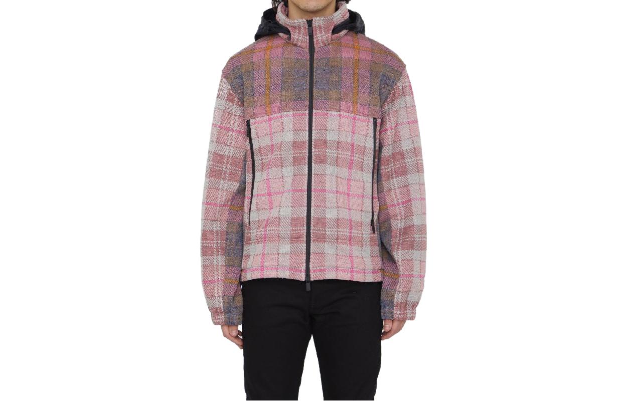 DIOR SS23 Pink Checkered Zip-Up Hooded Jacket 383J430A0826-C071