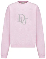 DIOR SS23 Pink Embroidered Logo Print Pullover Fleece Sweatshirt 313J674A0815-C480 DIOR SS23 Pink Embroidered Logo Print Pullover Fleece Sweatshirt 313J674A0815-C480