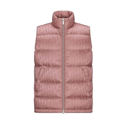 DIOR SS23 Pink Quilted Down Vest with Full Print for Men. 033C410A4462-C369