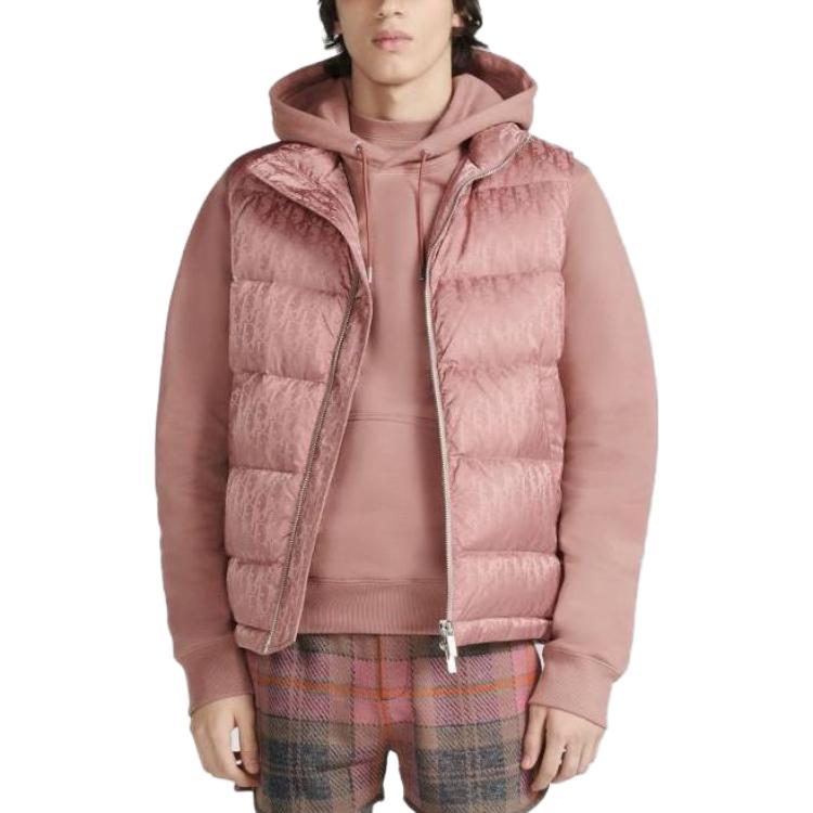 Shop DIOR メンズ SS23 ピンクキルティングダウンベスト フルプリント付き. 033C410A4462-C369