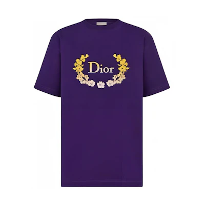 DIOR SS23 Purple Unisex Logo Print Casual T-Shirt. 313J696A0554-C479