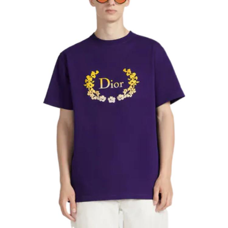 DIOR SS23 Purple Unisex Logo Print Casual T-Shirt. 313J696A0554-C479 圖 4