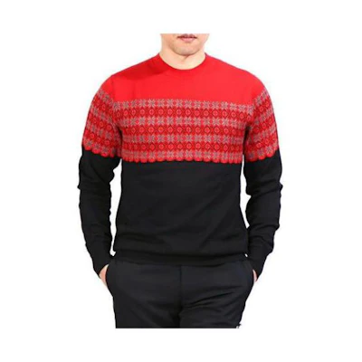 DIOR SS23 Red Patchwork Casual Crewneck Long Sleeve Sweater . 633M672ZT628-389
