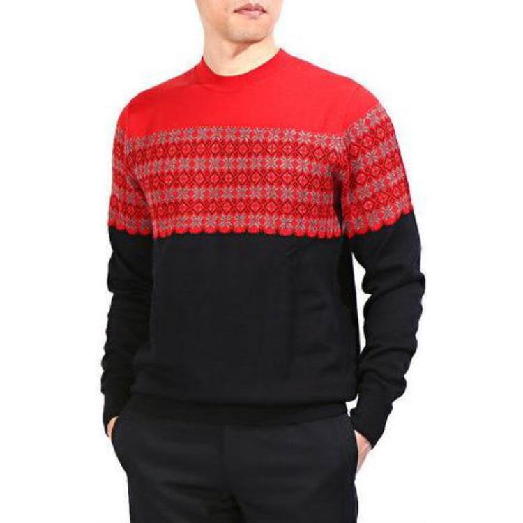 Lookbook DIOR SS23 Sweater Patchwork Merah Lengan Panjang Casual Crewneck. 633M672ZT628-389